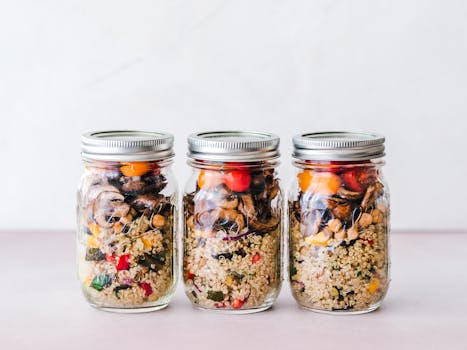 healthy meals prepped in glass containers