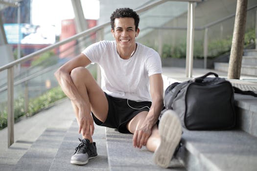 Man exercising outdoors with a smile