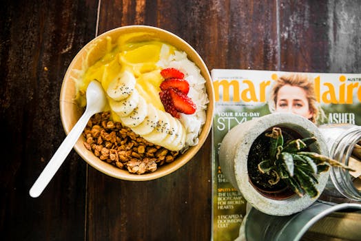 A heart-healthy meal with chia seeds and fruits